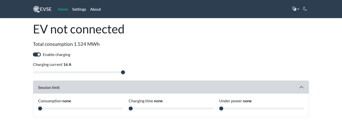 Charging main web UI